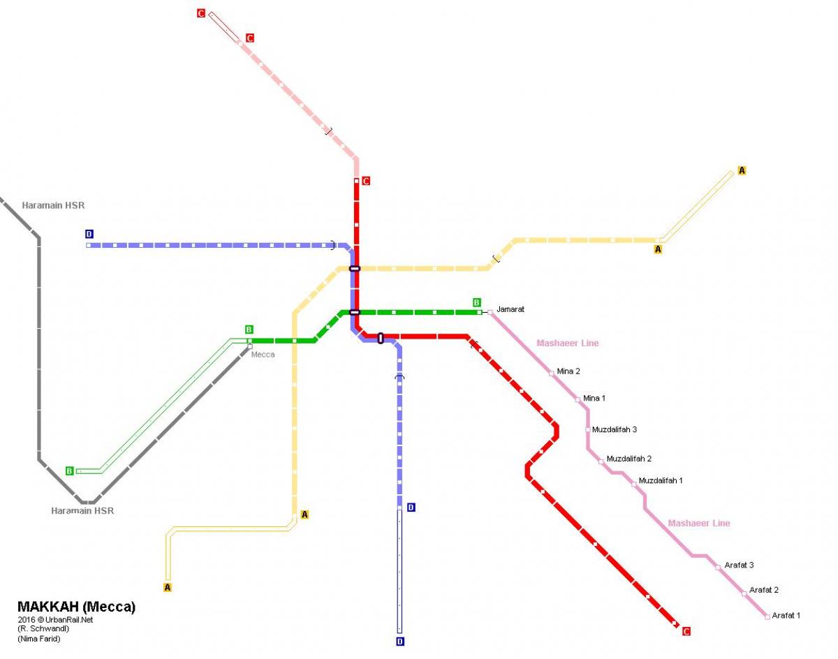 χάρτης της Μέκκας του μετρό 